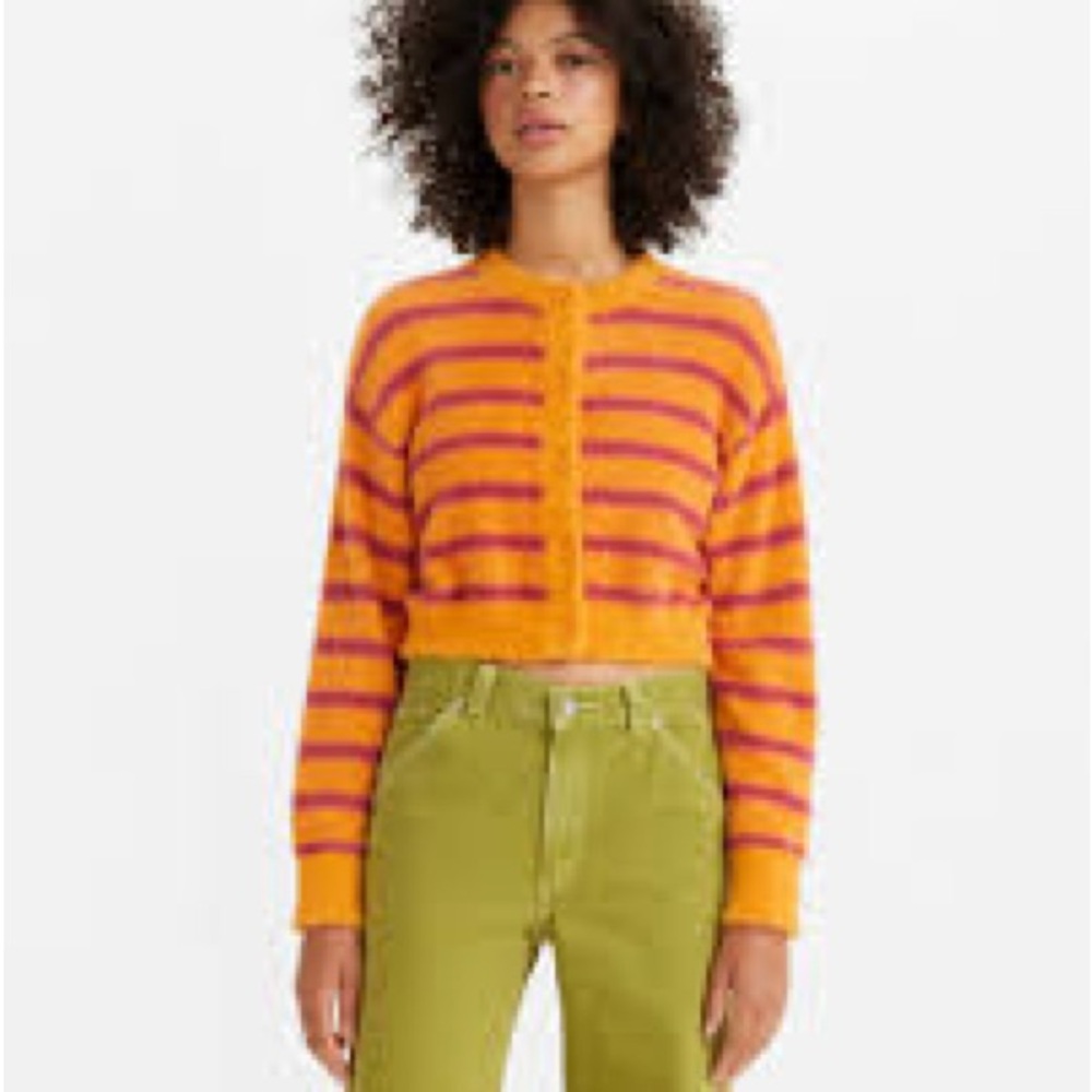 Levi's Vibrant Striped Cardigan in Yellow and Purple, Size S